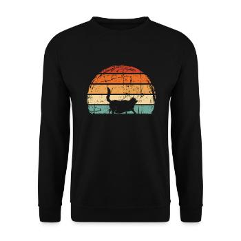 Retro-Meme Der Chonk-Katze Vintage Katzen - Unisex Pullover - Schwarz - Vorne - Alina (178cm) & Michal (187cm)