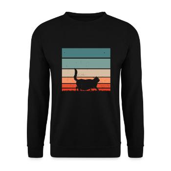 Retro-Meme Der Chonk-Katze Vintage Katzen - Unisex Pullover - Schwarz - Vorne - Alina (178cm) & Michal (187cm)