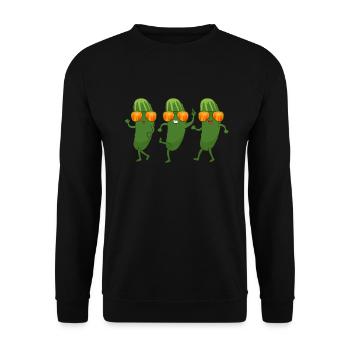 tanzende Gurken Dabbing Gurke Gemüse - Unisex Pullover - Schwarz - Vorne - Alina (178cm) & Michal (187cm)