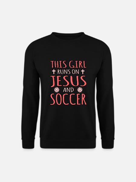 Dieses Mädchen Läuft Auf Jesus Und Fußball - Unisex Pullover - Schwarz