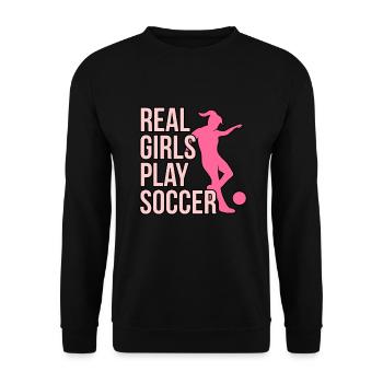 Real girls play football - Unisex Sweatshirt - black - Front - Alina (178cm) & Michal (187cm)