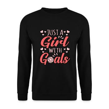 Nur Ein Mädchen Mit Zielen Fußball - Unisex Pullover - Schwarz - Vorne - Alina (178cm) & Michal (187cm)
