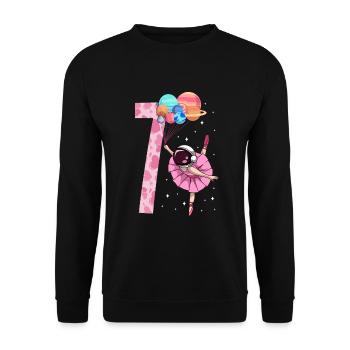 Ballerina astronaute Fille 7ème anniversaire - Sweat-shirt Unisexe - noir - Devant - Alina (178cm) & Michal (187cm)