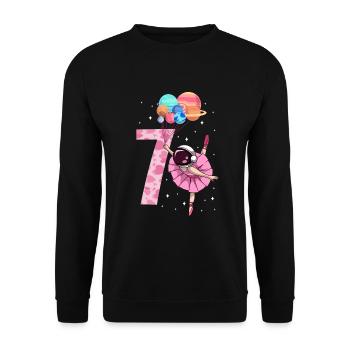 Ballerina astronaute Fille 7ème anniversaire - Sweat-shirt Unisexe - noir - Devant - Alina (178cm) & Michal (187cm)