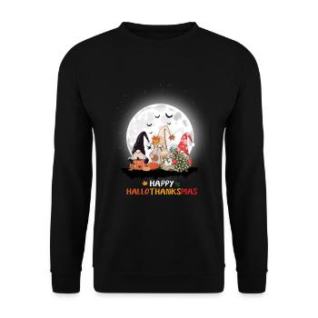 happy hellothanksmas Halloween Christmas - Unisex Sweatshirt - black - Front - Alina (178cm) & Michal (187cm)