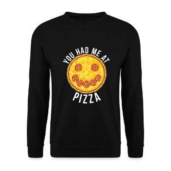 Snack Pizzalove Pizza Lover Geschenk - Unisex Pullover - Schwarz - Vorne - Alina (178cm) & Michal (187cm)