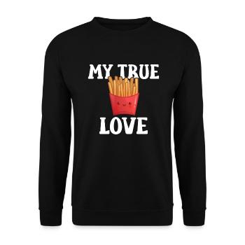 French Fries Lover Fast Food Gifts - Unisex Sweatshirt - black - Front - Alina (178cm) & Michal (187cm)