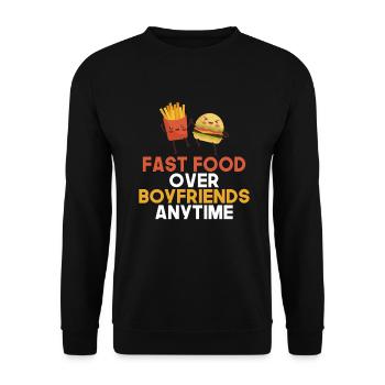 French Fries Lover Fast Food Gifts - Unisex Sweatshirt - black - Front - Alina (178cm) & Michal (187cm)