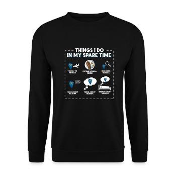 Dinge, die ich in meiner Freizeit tue Nevada - Unisex Pullover - Schwarz - Vorne - Alina (178cm) & Michal (187cm)