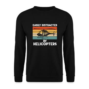 Leicht mit Hubschraubern zu verteilen - Unisex Pullover - Schwarz - Vorne - Alina (178cm) & Michal (187cm)
