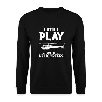 Je joue toujours avec des hélicoptères - Sweat-shirt Unisexe - noir - Devant - Alina (178cm) & Michal (187cm)