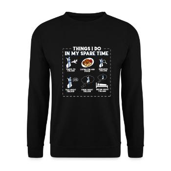 Dinge, die ich in meiner Freizeit tue Finnland - Unisex Pullover - Schwarz - Vorne - Alina (178cm) & Michal (187cm)