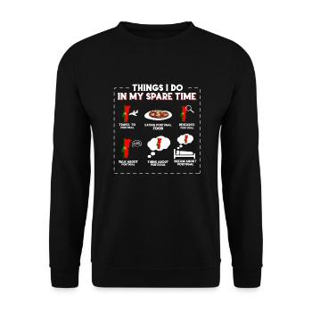 Dinge, die ich in meiner Freizeit mache Portugal - Unisex Pullover - Schwarz - Vorne - Alina (178cm) & Michal (187cm)