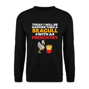 French Fries Lover Fast Food Gifts - Unisex Sweatshirt - black - Front - Alina (178cm) & Michal (187cm)