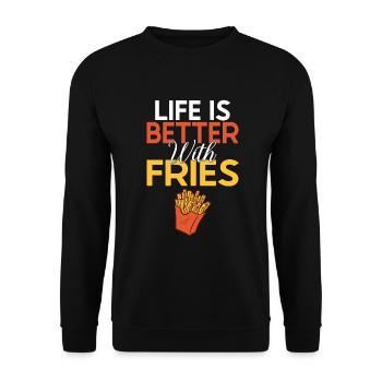 French Fries Lover Fast Food Gifts - Unisex Sweatshirt - black - Front - Alina (178cm) & Michal (187cm)