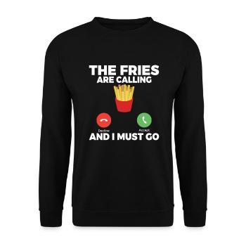 French Fries Lover Fast Food Gifts - Unisex Sweatshirt - black - Front - Alina (178cm) & Michal (187cm)