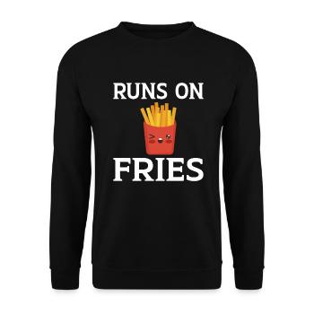 French Fries Lover Fast Food Gifts - Unisex Sweatshirt - black - Front - Alina (178cm) & Michal (187cm)