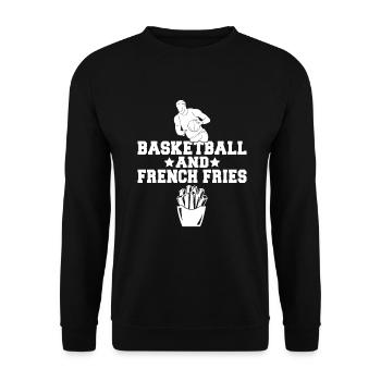 French Fries Lover Fast Food Gifts - Unisex Sweatshirt - black - Front - Alina (178cm) & Michal (187cm)