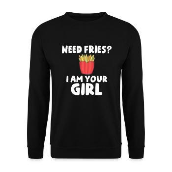French Fries Lover Fast Food Gifts - Unisex Sweatshirt - black - Front - Alina (178cm) & Michal (187cm)