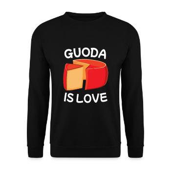 Gouda Käsestück - Unisex Pullover - Schwarz - Vorne - Alina (178cm) & Michal (187cm)