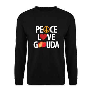 Gouda Käsestück - Unisex Pullover - Schwarz - Vorne - Alina (178cm) & Michal (187cm)