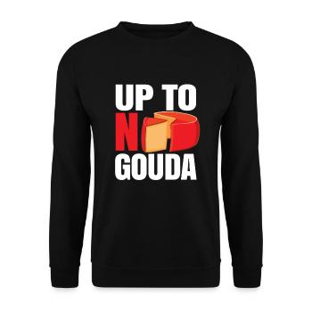 Gouda Käsestück - Unisex Pullover - Schwarz - Vorne - Alina (178cm) & Michal (187cm)