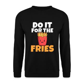 French Fries Lover Fast Food Gifts - Unisex Sweatshirt - black - Front - Alina (178cm) & Michal (187cm)