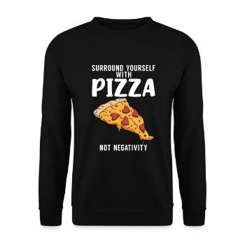 Snack Pizzalove Pizza Lover Geschenk - Unisex Pullover - Schwarz - Vorne - Alina (178cm) & Michal (187cm)