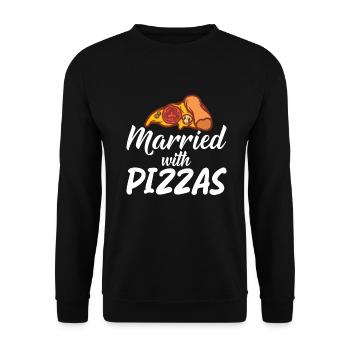 Snack Pizzalove Pizza Lover Geschenk - Unisex Pullover - Schwarz - Vorne - Alina (178cm) & Michal (187cm)