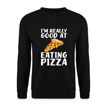 Snack Pizzalove Pizza Lover Geschenk - Unisex Pullover - Schwarz - Vorne - Alina (178cm) & Michal (187cm)