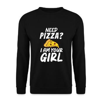 Snack Pizzalove Pizza Lover Geschenk - Unisex Pullover - Schwarz - Vorne - Alina (178cm) & Michal (187cm)