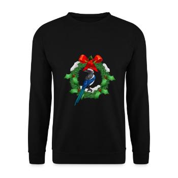 Perfektes lustiges niedliches Elster Vogel Design - Unisex Pullover - Schwarz - Vorne - Alina (178cm) & Michal (187cm)
