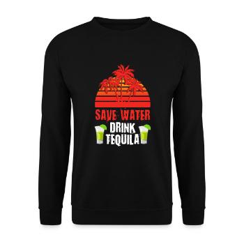 Wasser sparen Tequila trinken - Unisex Pullover - Schwarz - Vorne - Alina (178cm) & Michal (187cm)