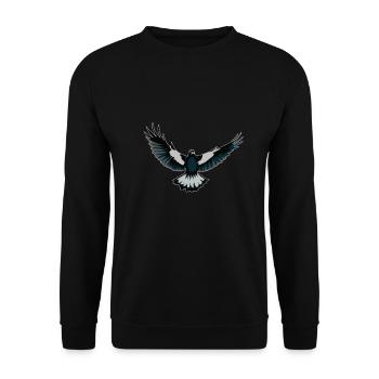 Perfektes lustiges niedliches Elster-Vogel-Design - Unisex Pullover - Schwarz - Vorne - Alina (178cm) & Michal (187cm)