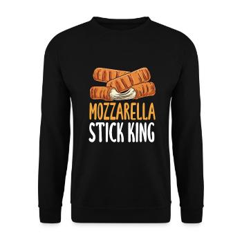 Mozzarella-Stick-König - Unisex Pullover - Schwarz - Vorne - Alina (178cm) & Michal (187cm)