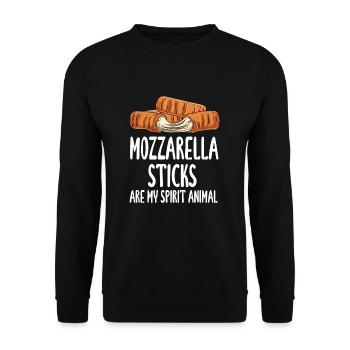 Mozzarella-Sticks sind mein Seelentier - Unisex Pullover - Schwarz - Vorne - Alina (178cm) & Michal (187cm)