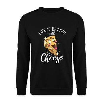 Snack Cheese Lover Cheese Gift - Unisex Sweatshirt - black - Front - Alina (178cm) & Michal (187cm)