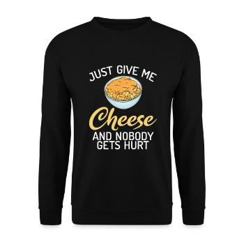 Snack Käse Liebhaber Käse Geschenk - Unisex Pullover - Schwarz - Vorne - Alina (178cm) & Michal (187cm)