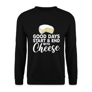 Snack Cheese Lover Cheese Gift - Unisex Sweatshirt - black - Front - Alina (178cm) & Michal (187cm)