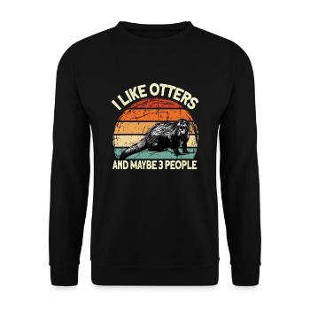Eurasian river otter - Unisex Sweatshirt - black - Front - Alina (178cm) & Michal (187cm)