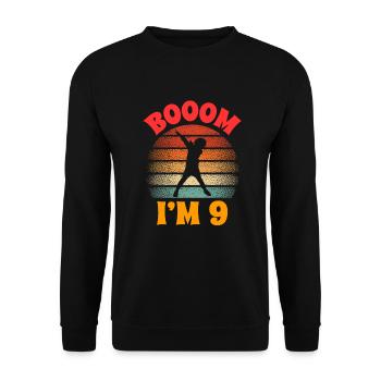 dabbing 9th birthday retro 9 years old - Unisex Sweatshirt - black - Front - Alina (178cm) & Michal (187cm)
