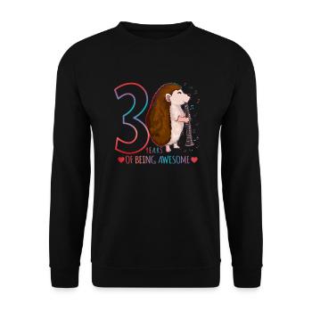 Hedgehog joue de la flûte - Hérisson 3ème anniversaire - Sweat-shirt Unisexe - noir - Devant - Alina (178cm) & Michal (187cm)