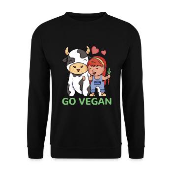 Veggie Lover Vegan Gift - Unisex Sweatshirt - black - Front - Alina (178cm) & Michal (187cm)