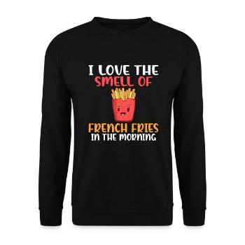French Fries Lover Fast Food Gifts - Unisex Sweatshirt - black - Front - Alina (178cm) & Michal (187cm)