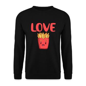 French Fries Lover Fast Food Gifts - Unisex Sweatshirt - black - Front - Alina (178cm) & Michal (187cm)