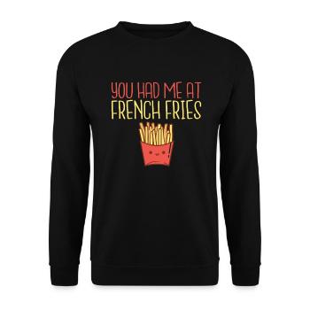 French Fries Lover Fast Food Gifts - Unisex Sweatshirt - black - Front - Alina (178cm) & Michal (187cm)