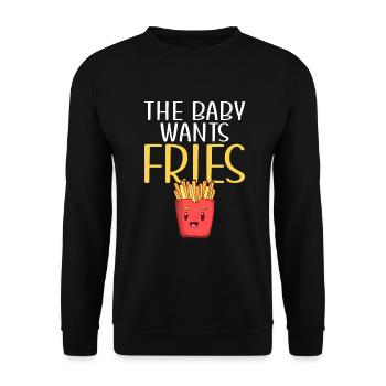 French Fries Lover Fast Food Gifts - Unisex Sweatshirt - black - Front - Alina (178cm) & Michal (187cm)