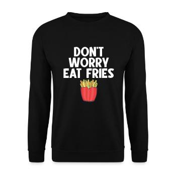 French Fries Lover Fast Food Gifts - Unisex Sweatshirt - black - Front - Alina (178cm) & Michal (187cm)