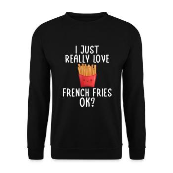 French Fries Lover Fast Food Gifts - Unisex Sweatshirt - black - Front - Alina (178cm) & Michal (187cm)
