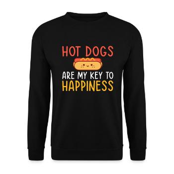 Hotdog Liebhaber Hot Dogs Geschenke - Unisex Pullover - Schwarz - Vorne - Alina (178cm) & Michal (187cm)